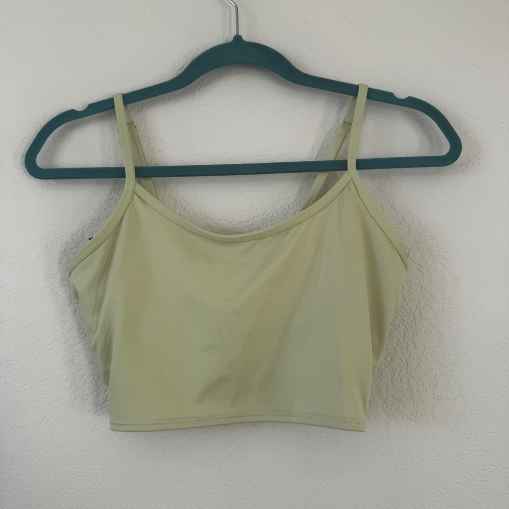 PINK ACTIVE‎ Light Green Ribbed Cami Sports Bra Crop Top Size S